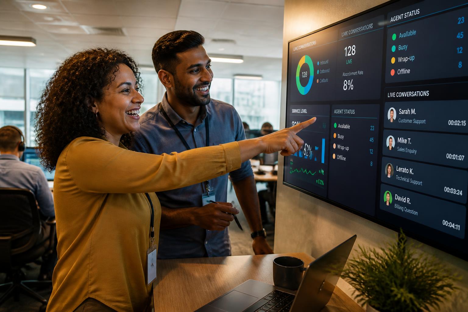 Port 24 operators reviewing a live conversations dashboard
